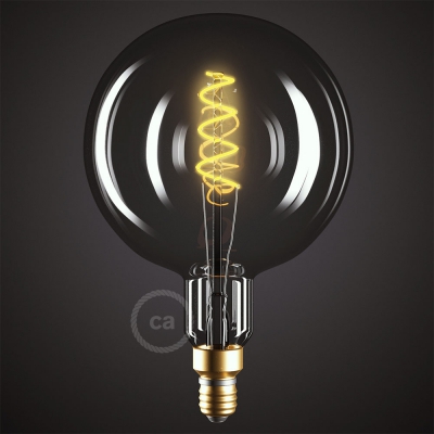 XXL LED Smoky Light Bulb - Sphere G200 Curved Double Spiral Filament - 5W E27 Dimmable 2000K