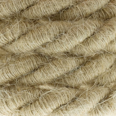 XL electrical cord, electrical cable 3x0,75. Rough jute fabric covering. Diameter 16mm.