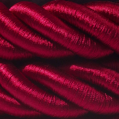 3XL electrical cord, electrical cable 3x0,75. Shiny dark bordeaux fabric covering. Diameter 30mm.