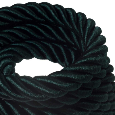 3XL electrical cord, electrical cable 3x0,75. Shiny dark green fabric covering. Diameter 30mm.