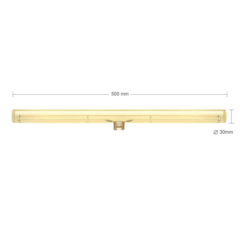 S14d LED linear line tube gold light bulb - 500 mm lenght 8W 2000K dimmable - for Syntax