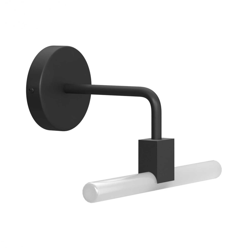 Architectural linear tube wall light with S14d Syntax socket & metal black bend extension pipe