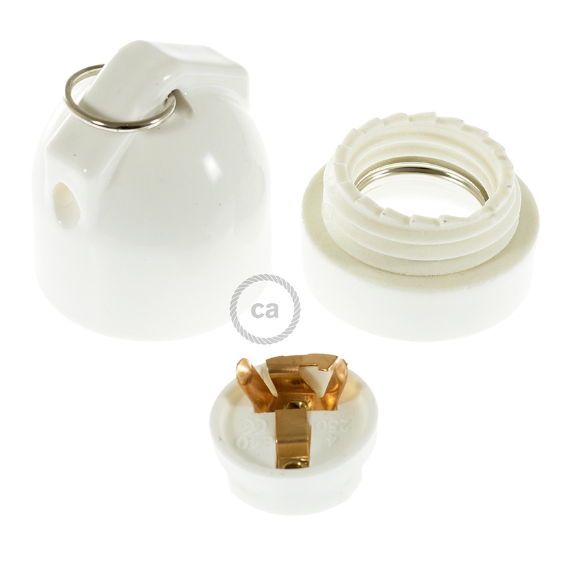 Double entry porcelain E27 lamp holder kit