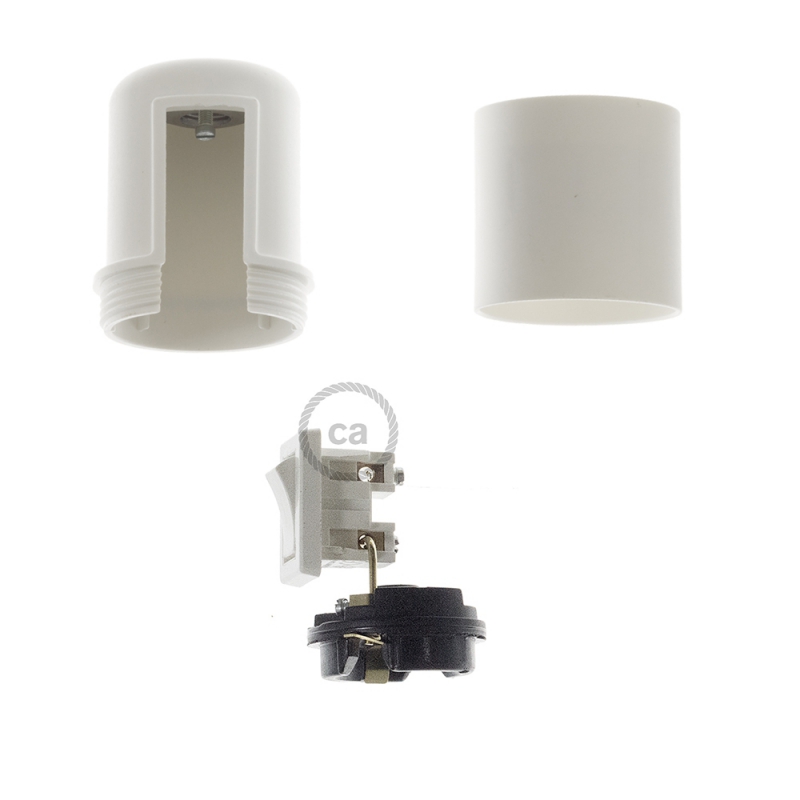 Thermoplastic E27 lamp holder kit with switch