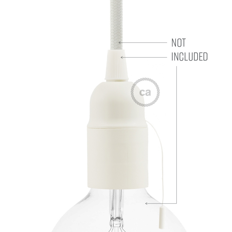 Thermoplastic E27 lamp holder kit for lampshade with pull switch