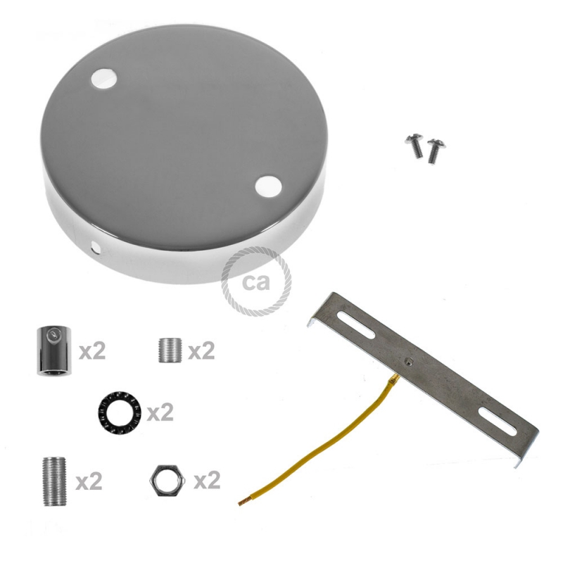 Cylindrical metal 2-hole ceiling rose kit