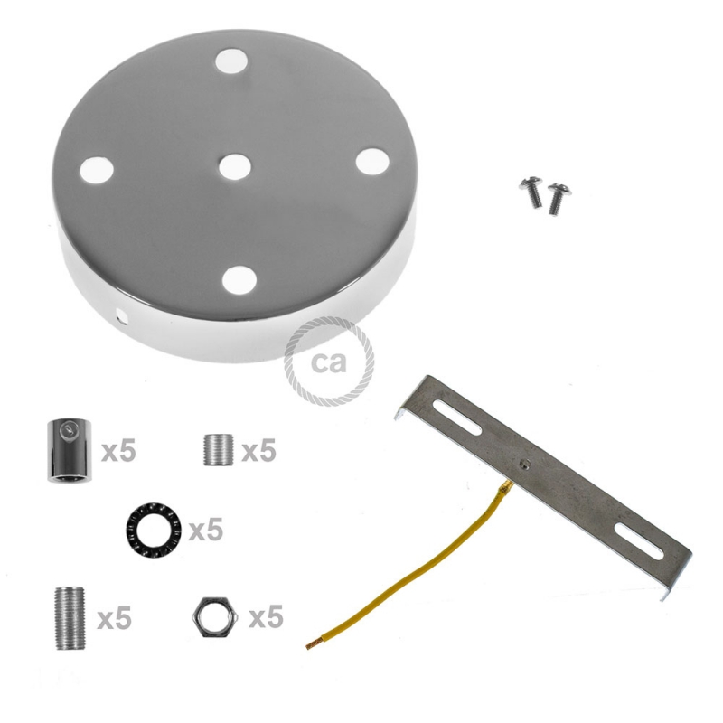 Cylindrical metal 5-hole ceiling rose kit