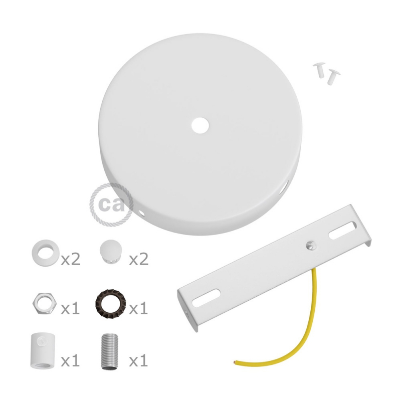 Cylindrical metal 1 central hole + 2 side holes ceiling rose kit