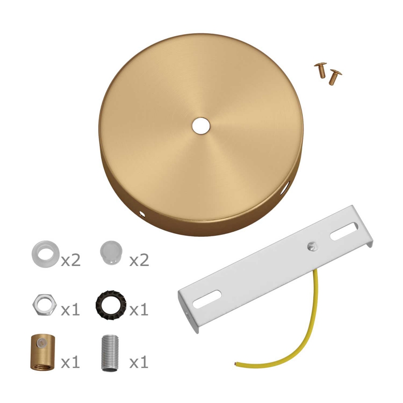 Cylindrical metal 1 central hole + 2 side holes ceiling rose kit