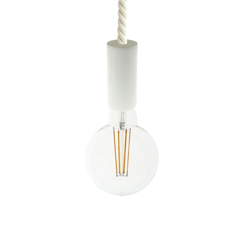 Pendant lamp with XL 16mm nautical cord painted wood details - Made in Italy