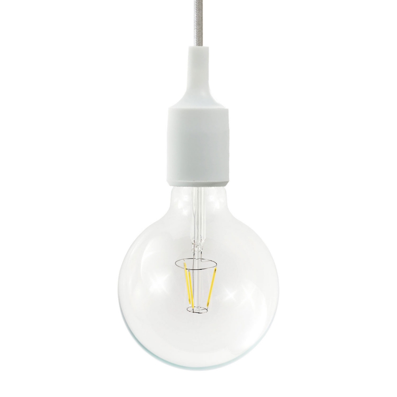 Pendant lamp with textile cable and silicone details - Made in Italy