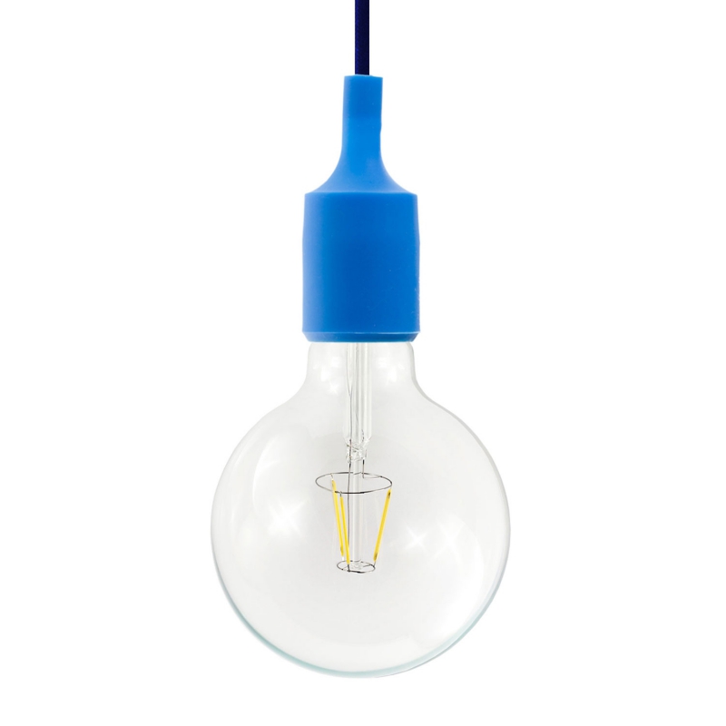 Pendant lamp with textile cable and silicone details - Made in Italy