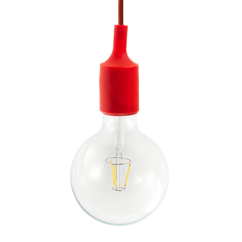 Pendant lamp with textile cable and silicone details - Made in Italy