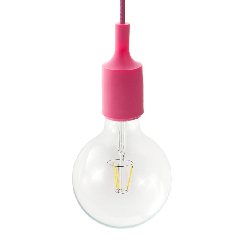 Pendant lamp with textile cable and silicone details - Made in Italy