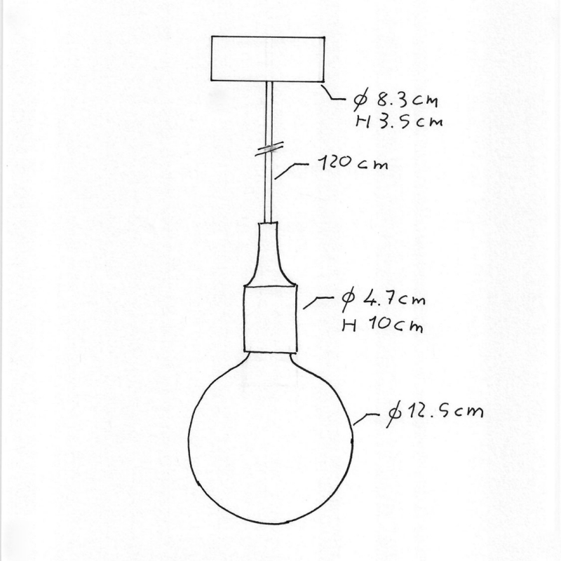 Pendant lamp with textile cable and silicone details - Made in Italy