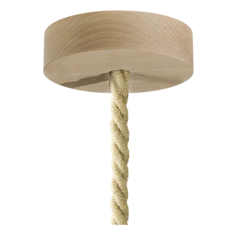 Pendant lamp with XL nautical cord and wooden details - Made in Italy