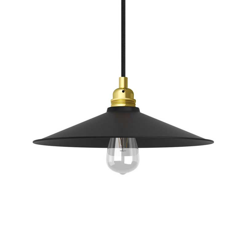 Pendant lamp with textile cable, Swing lampshade and metal details - Made in Italy