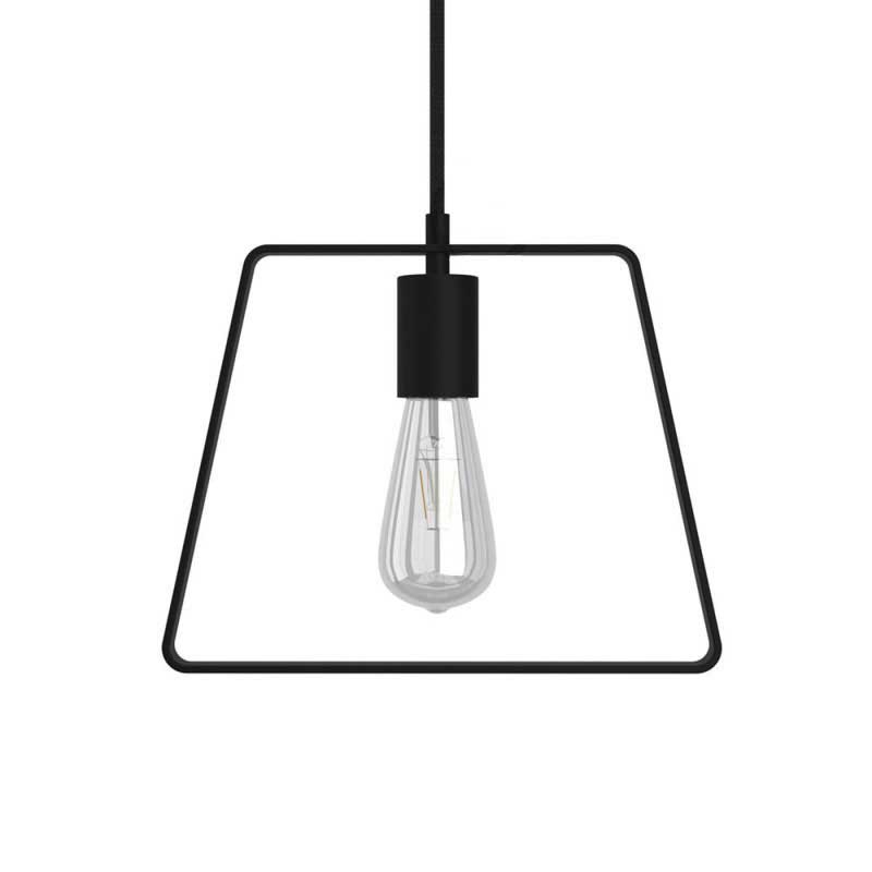 Pendant lamp with textile cable, Duedì Base lampshade and metal details - Made in Italy