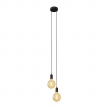 2-light multi-pendant lamp featuring fabric cable and metal finishes