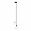 2-light multi-pendant lamp featuring fabric cable and metal finishes