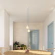 2-light multi-pendant lamp featuring fabric cable and metal finishes