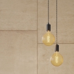 2-light multi-pendant lamp featuring fabric cable and metal finishes