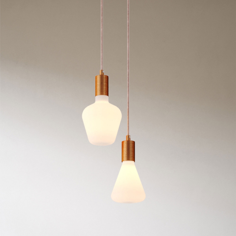 2-light multi-pendant lamp featuring fabric cable and metal finishes