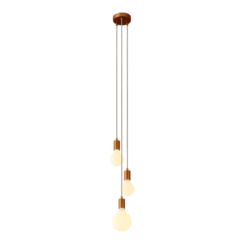 3-light multi-pendant lamp featuring fabric cable and metal finishes