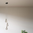 3-light multi-pendant lamp featuring fabric cable and metal finishes