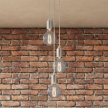 3-light multi-pendant lamp featuring fabric cable and metal finishes