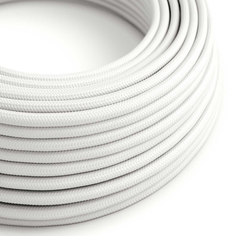 RM01 White Round Rayon Electrical Fabric Cloth Cord Cable