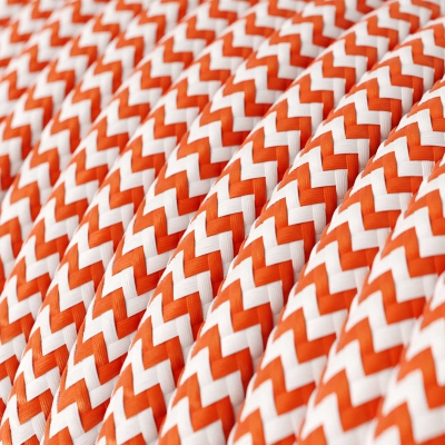 RZ15 Orange ZigZag Round Rayon Electrical Fabric Cloth Cord Cable