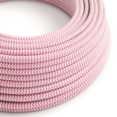 RZ08 Fuchsia ZigZag Round Rayon Electrical Fabric Cloth Cord Cable