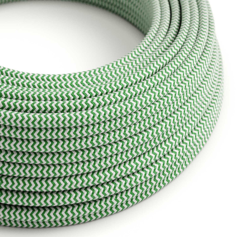 RZ06 Green ZigZag Round Rayon Electrical Fabric Cloth Cord Cable