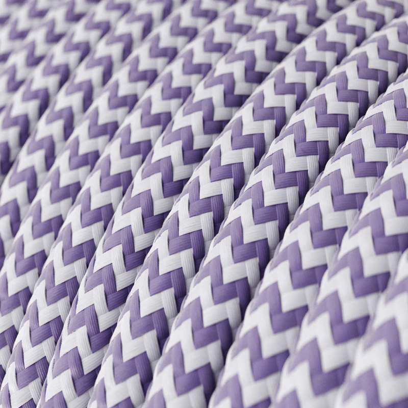 RZ07 Lilac ZigZag Round Rayon Electrical Fabric Cloth Cord Cable