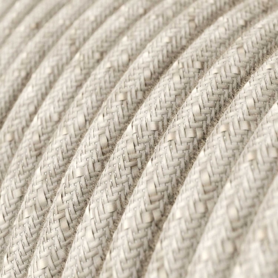 RN01 Natural Neutral Round Linen Electrical Fabric Cloth Cord Cable