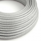 RL02 Silver Glitter Round Rayon Electrical Fabric Cloth Cord Cable