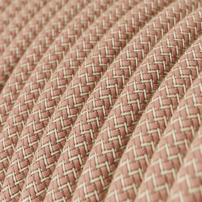 RD71 Ancient Pink ZigZag Round Linen & Cotton Electrical Fabric Cloth Cord Cable