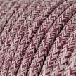 RS83 Burgundy Tweed Round Cotton, Linen & Glitter Electrical Fabric Cloth Cord Cable