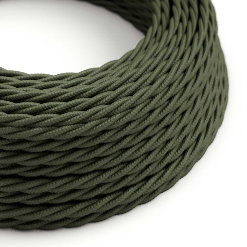 TC63 Green Grey Twisted Cotton Electrical Fabric Cloth Cord Cable