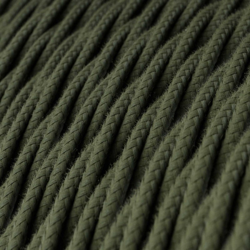 TC63 Green Grey Twisted Cotton Electrical Fabric Cloth Cord Cable