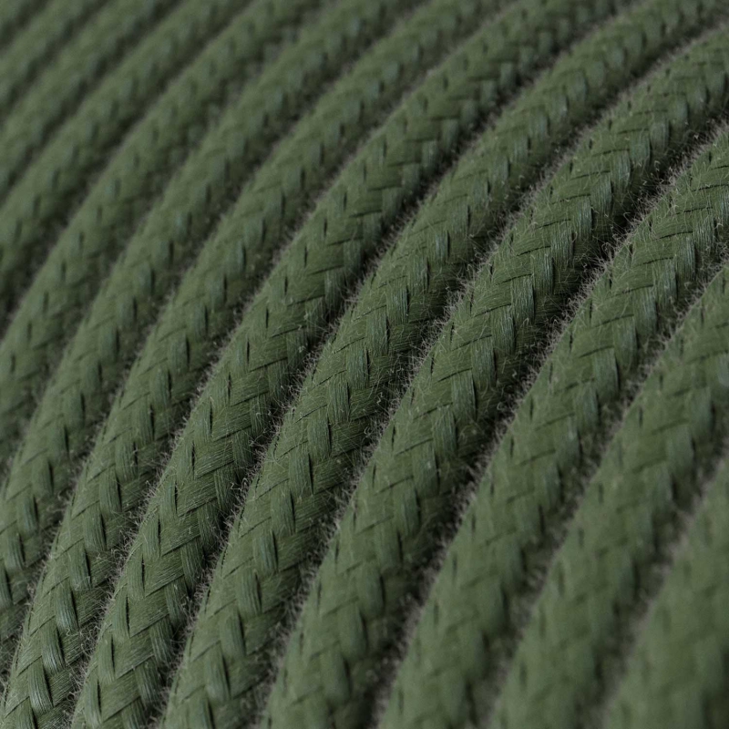 RC63 Green Grey Round Cotton Electrical Fabric Cloth Cord Cable