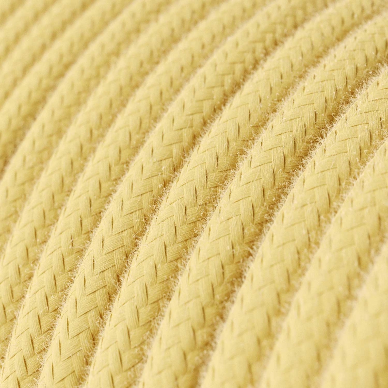 RC10 Pale Yellow Round Cotton Electrical Fabric Cloth Cord Cable