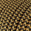 RZ24 ZigZag Gold and Black Round Rayon Electrical Fabric Cloth Cord Cable