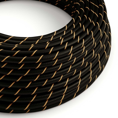 ERM42 Black & Gold Vertigo HD Round Electrical Fabric Cloth Cord Cable