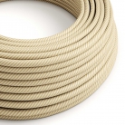 ERM53 Cream & Nut Vertigo HD Thin Stripes Round Electrical Fabric Cloth Cord Cable