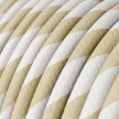 ERM56 Cream & Nut Vertigo HD Wide Stripes Round Electrical Fabric Cloth Cord Cable