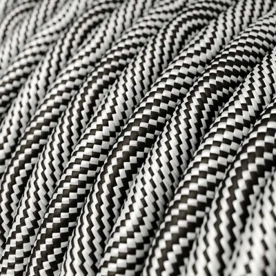 ERM64 Black and Silver Vertigo HD Optical Round Electrical Fabric Cloth Cord Cable