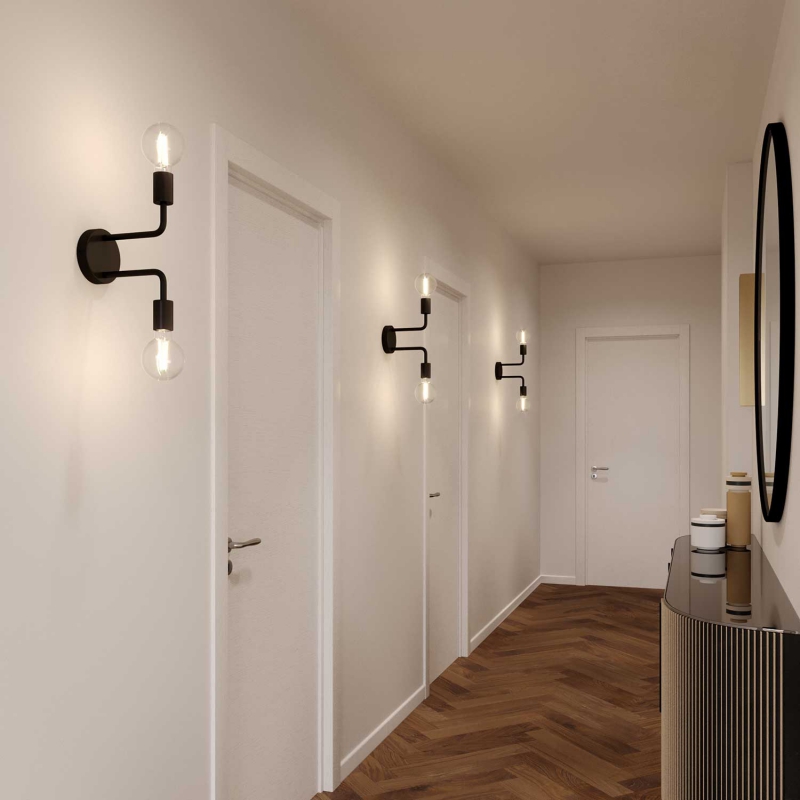 Fermaluce Metal, metal wall light with double bent extension