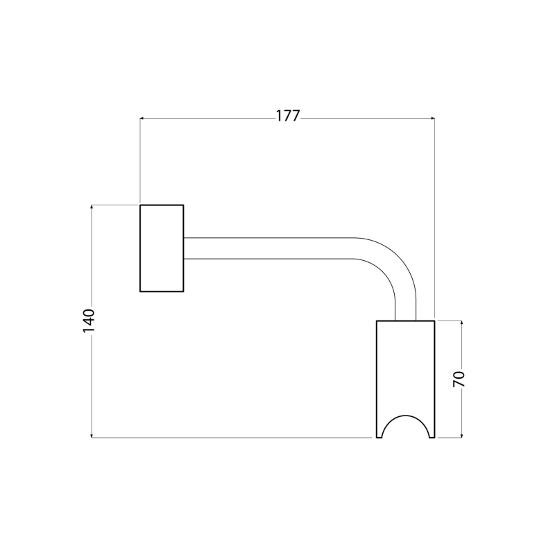 Wall lamp with Syntax S14d lamp holder, L-shaped arm and oval wooden ceiling rose